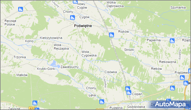 mapa Helenów gmina Poświętne, Helenów gmina Poświętne na mapie Targeo