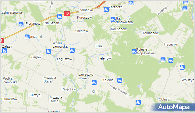 mapa Helenów gmina Przyłęk, Helenów gmina Przyłęk na mapie Targeo