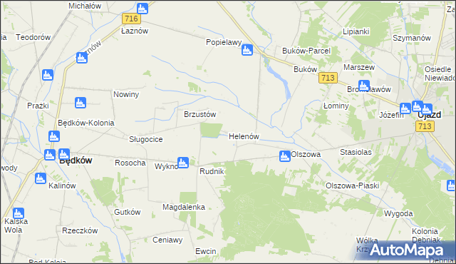 mapa Helenów gmina Ujazd, Helenów gmina Ujazd na mapie Targeo