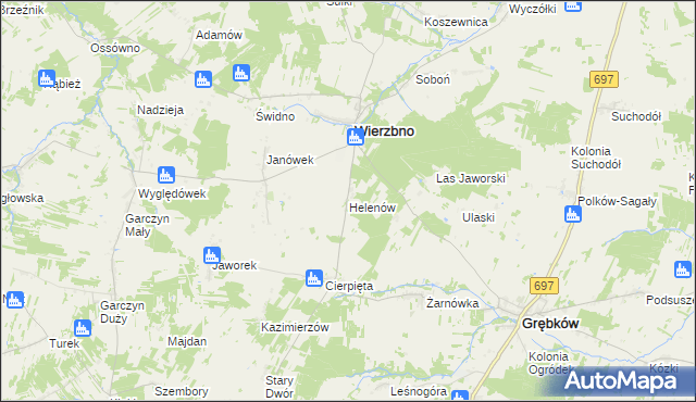 mapa Helenów gmina Wierzbno, Helenów gmina Wierzbno na mapie Targeo