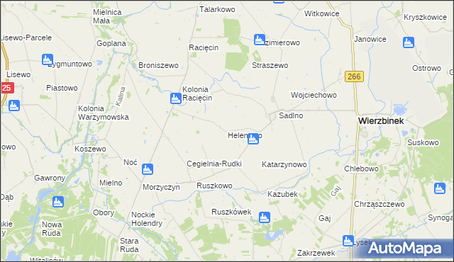 mapa Helenowo gmina Wierzbinek, Helenowo gmina Wierzbinek na mapie Targeo