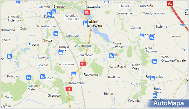 mapa Henryków gmina Lubień Kujawski, Henryków gmina Lubień Kujawski na mapie Targeo