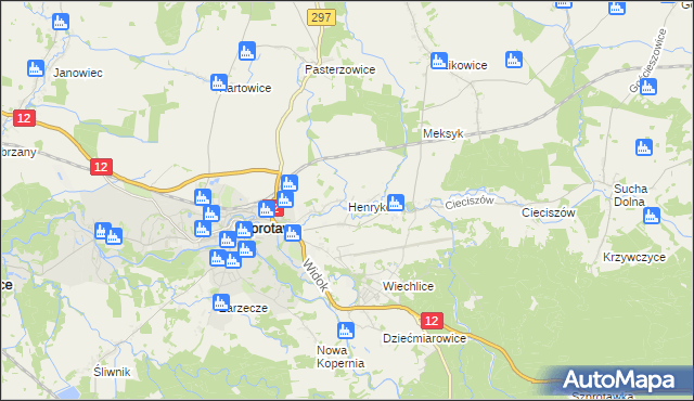 mapa Henryków gmina Szprotawa, Henryków gmina Szprotawa na mapie Targeo