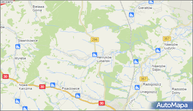 mapa Henryków Lubański, Henryków Lubański na mapie Targeo