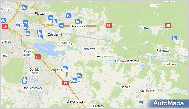 mapa Henrykowo gmina Supraśl, Henrykowo gmina Supraśl na mapie Targeo