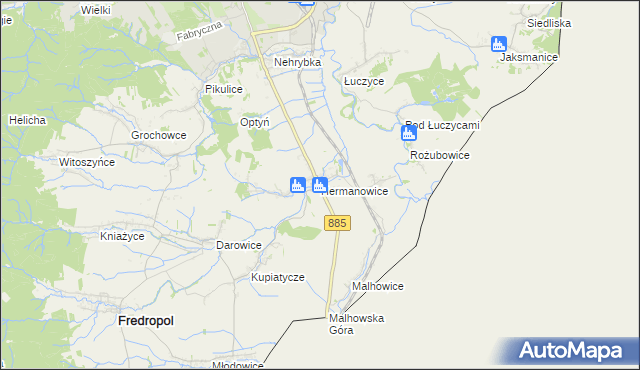 mapa Hermanowice, Hermanowice na mapie Targeo
