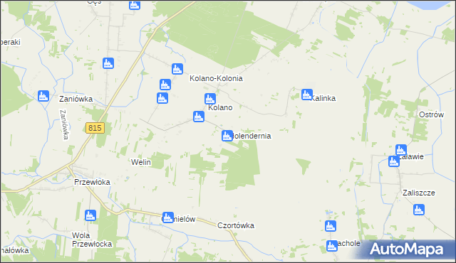 mapa Holendernia gmina Jabłoń, Holendernia gmina Jabłoń na mapie Targeo