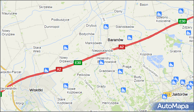 mapa Holendry Baranowskie, Holendry Baranowskie na mapie Targeo