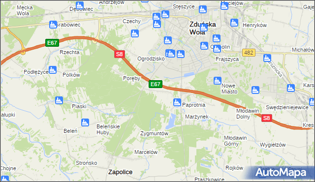 mapa Holendry gmina Zapolice, Holendry gmina Zapolice na mapie Targeo