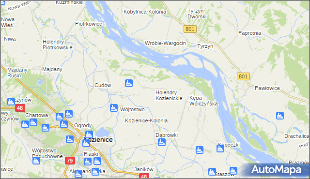 mapa Holendry Kozienickie, Holendry Kozienickie na mapie Targeo