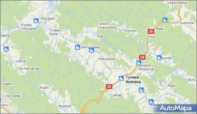 mapa Hołuczków, Hołuczków na mapie Targeo