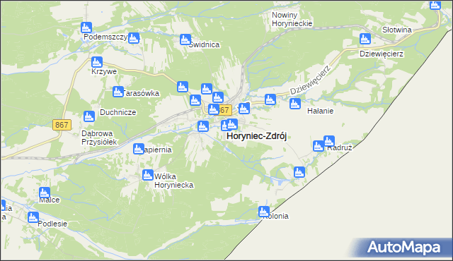 mapa Horyniec-Zdrój, Horyniec-Zdrój na mapie Targeo