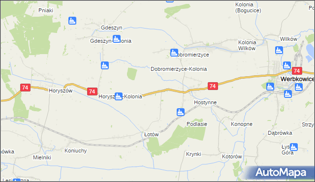 mapa Hostynne-Kolonia, Hostynne-Kolonia na mapie Targeo