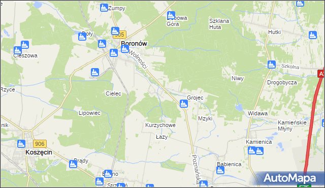 mapa Hucisko gmina Boronów, Hucisko gmina Boronów na mapie Targeo