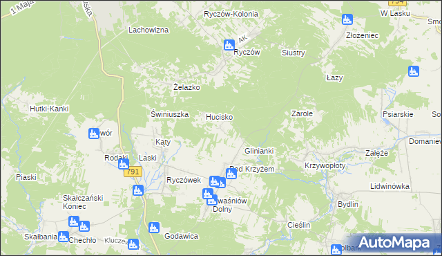 mapa Hucisko Kwaśniowskie, Hucisko Kwaśniowskie na mapie Targeo