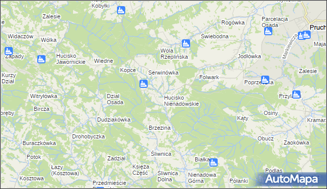 mapa Hucisko Nienadowskie, Hucisko Nienadowskie na mapie Targeo