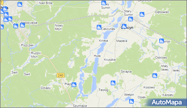 mapa Huta gmina Cekcyn, Huta gmina Cekcyn na mapie Targeo
