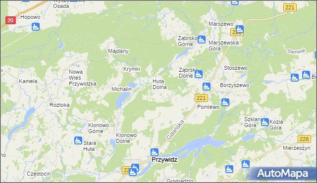 mapa Huta Górna, Huta Górna na mapie Targeo