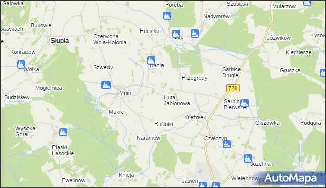 mapa Huta Jabłonowa, Huta Jabłonowa na mapie Targeo