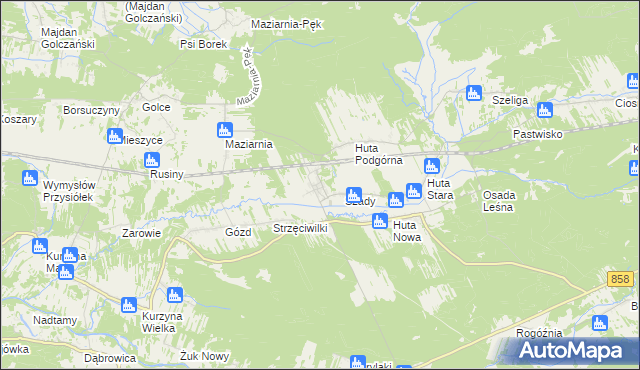 mapa Huta Krzeszowska, Huta Krzeszowska na mapie Targeo