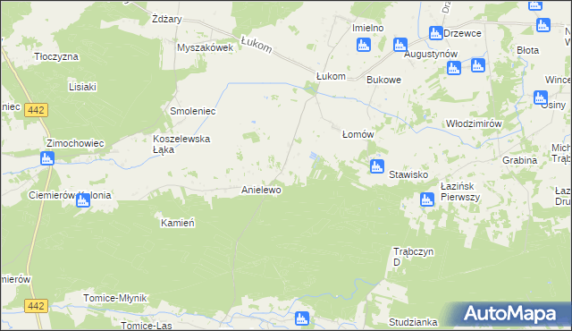 mapa Huta Łukomska gmina Zagórów, Huta Łukomska gmina Zagórów na mapie Targeo