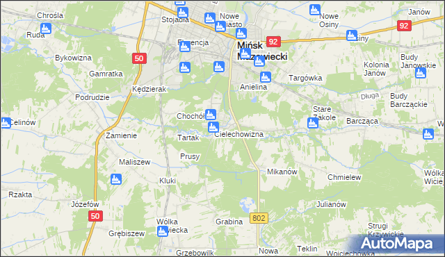 mapa Huta Mińska, Huta Mińska na mapie Targeo