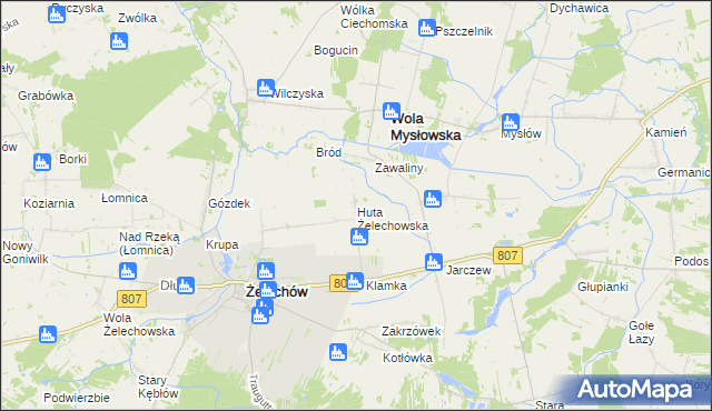 mapa Huta Żelechowska, Huta Żelechowska na mapie Targeo