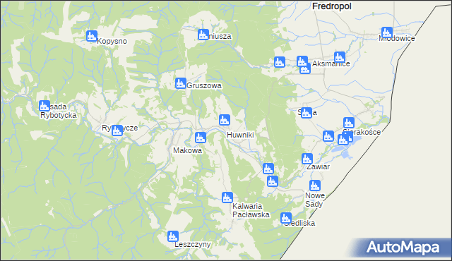 mapa Huwniki, Huwniki na mapie Targeo