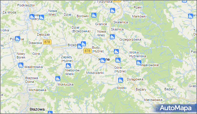 mapa Hyżne, Hyżne na mapie Targeo