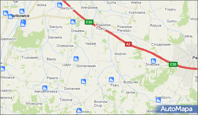 mapa Idzikowice gmina Dalików, Idzikowice gmina Dalików na mapie Targeo