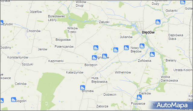 mapa Ignaców gmina Błędów, Ignaców gmina Błędów na mapie Targeo