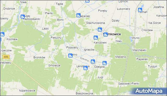 mapa Ignaców gmina Siemkowice, Ignaców gmina Siemkowice na mapie Targeo