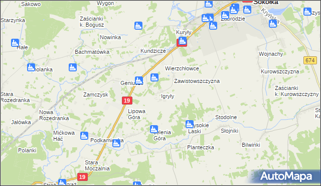 mapa Igryły, Igryły na mapie Targeo