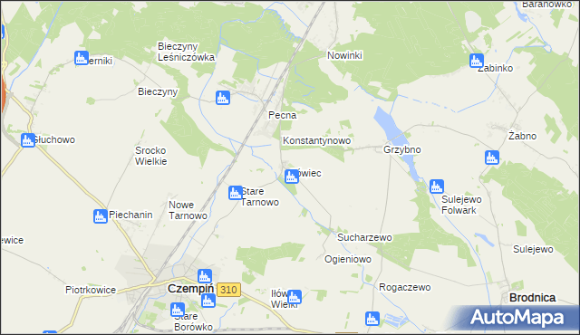 mapa Iłówiec gmina Brodnica, Iłówiec gmina Brodnica na mapie Targeo