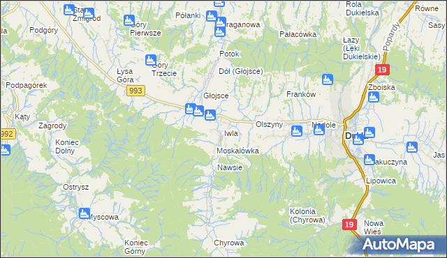 mapa Iwla, Iwla na mapie Targeo