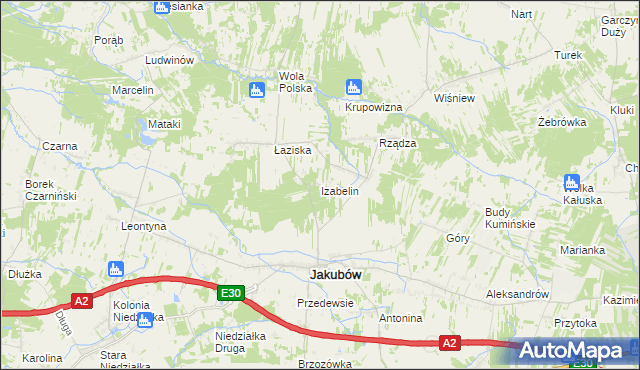 mapa Izabelin gmina Jakubów, Izabelin gmina Jakubów na mapie Targeo