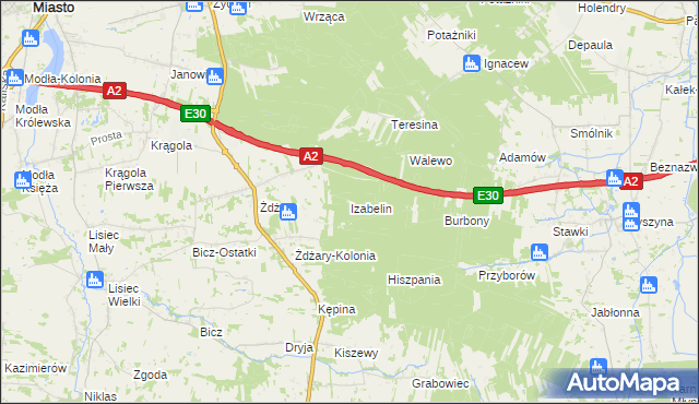 mapa Izabelin gmina Krzymów, Izabelin gmina Krzymów na mapie Targeo