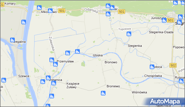 mapa Izbiska gmina Stegna, Izbiska gmina Stegna na mapie Targeo