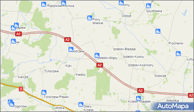 mapa Izdebki-Wąsy, Izdebki-Wąsy na mapie Targeo