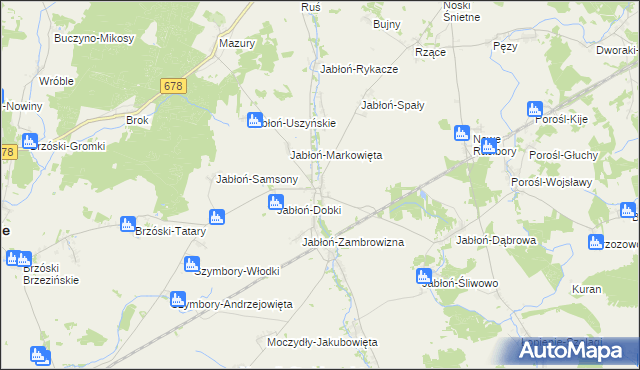 mapa Jabłoń Kościelna, Jabłoń Kościelna na mapie Targeo