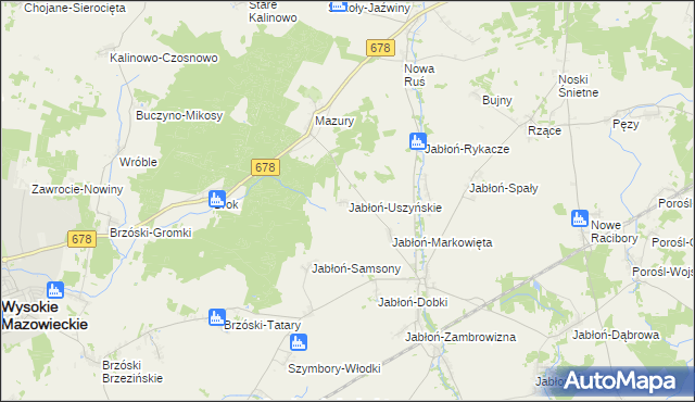 mapa Jabłoń-Uszyńskie, Jabłoń-Uszyńskie na mapie Targeo