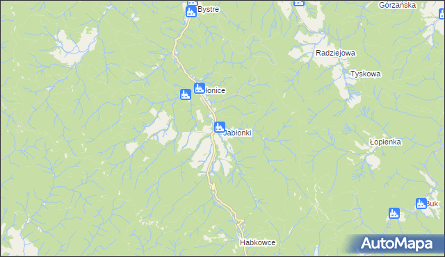 mapa Jabłonki gmina Baligród, Jabłonki gmina Baligród na mapie Targeo