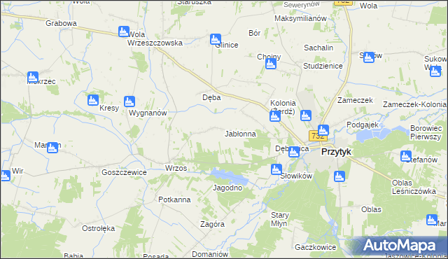 mapa Jabłonna gmina Przytyk, Jabłonna gmina Przytyk na mapie Targeo