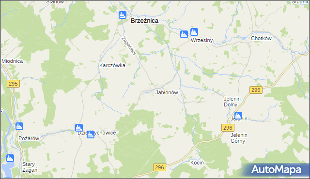 mapa Jabłonów gmina Brzeźnica, Jabłonów gmina Brzeźnica na mapie Targeo