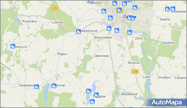 mapa Jabłonowo gmina Gryfice, Jabłonowo gmina Gryfice na mapie Targeo