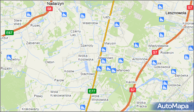 mapa Jabłonowo gmina Lesznowola, Jabłonowo gmina Lesznowola na mapie Targeo