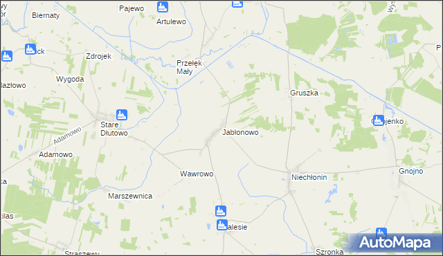 mapa Jabłonowo gmina Płośnica, Jabłonowo gmina Płośnica na mapie Targeo