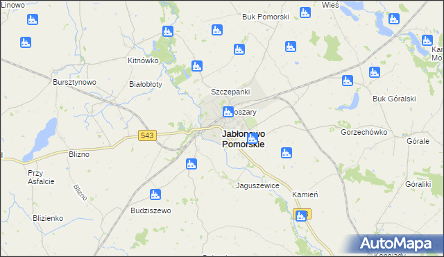 mapa Jabłonowo Pomorskie, Jabłonowo Pomorskie na mapie Targeo