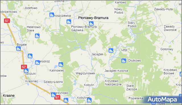 mapa Jaciążek, Jaciążek na mapie Targeo