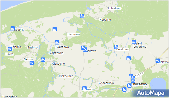 mapa Jackowo gmina Choczewo, Jackowo gmina Choczewo na mapie Targeo